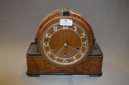 Walnut Cased Art Deco Mantel Clock