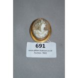 9cT Gold Mounted Cameo Brooch