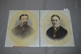 Pair of Victorian Painted Portraits on Porcelain