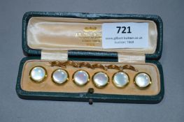 Gold Plated & Mother of Pearl Cased Set of Six Stu
