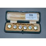 Gold Plated & Mother of Pearl Cased Set of Six Stu