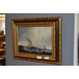 Oil on Board "Sailing Ship Entering Harbour"