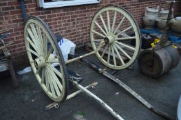 Pair of Cart Wheels with Axle and Shafts