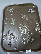 Tray of Silver Rings some set with Stones Includin