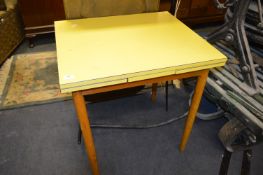 Yellow Formica Topped Drawer Leaf Dining Table
