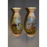 Pair of Vases with Painted Red Indian & Arabic Des