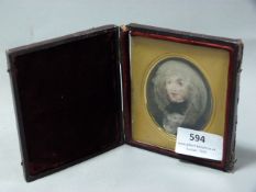 Cased Portrait Miniature on Ivory