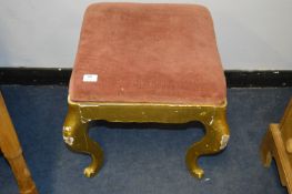 Gilt Painted Stool on Cabriole Legs with Upholster