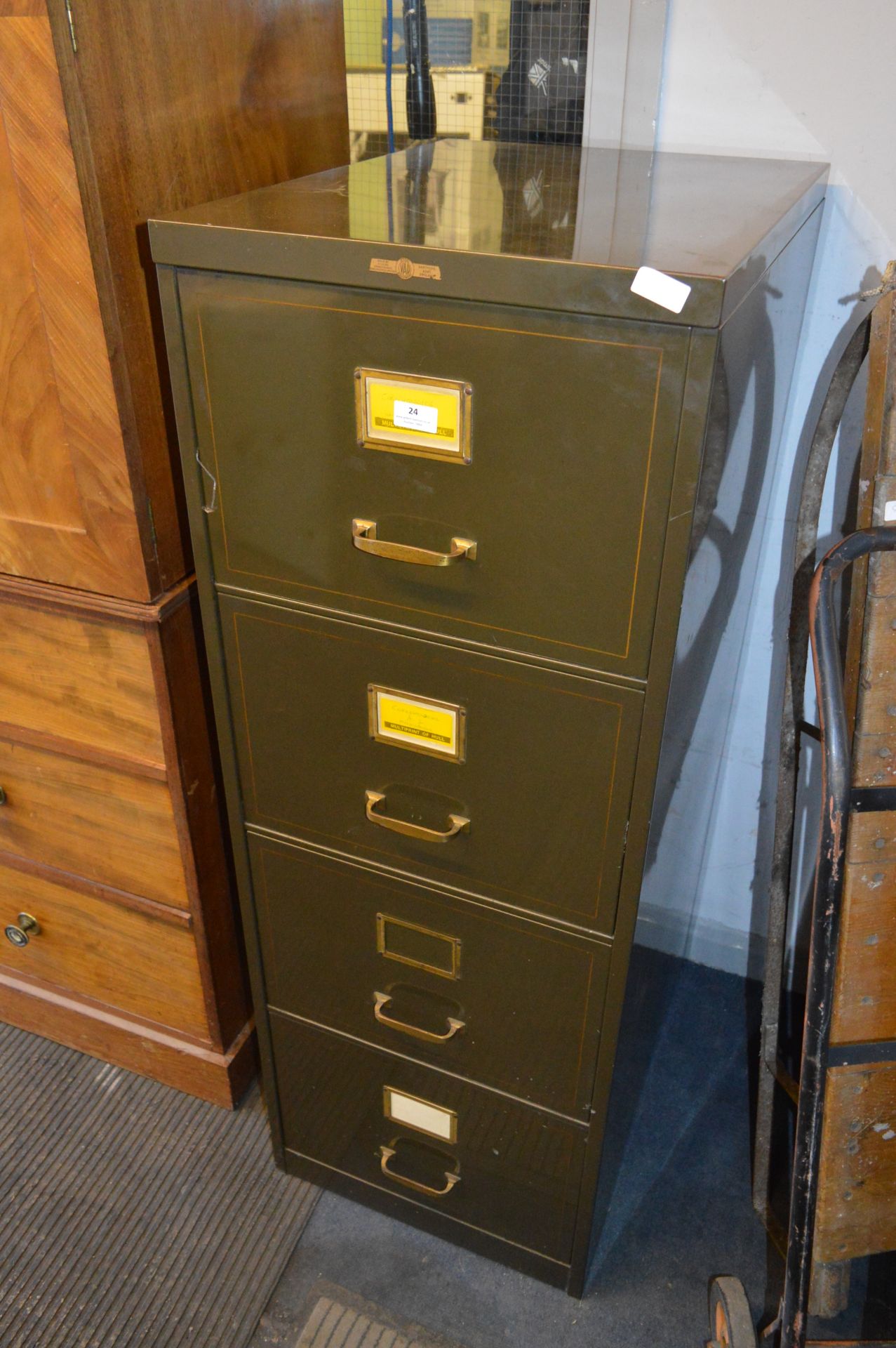 Vickers Armstrongs Green Metal Four Drawer Filing