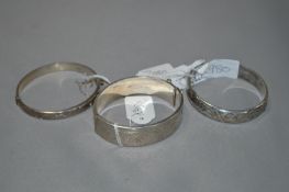 Three Silver Sterling Bangles - Approx 66g Total