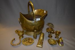 Brass Coal Bucket and Brass Ornaments