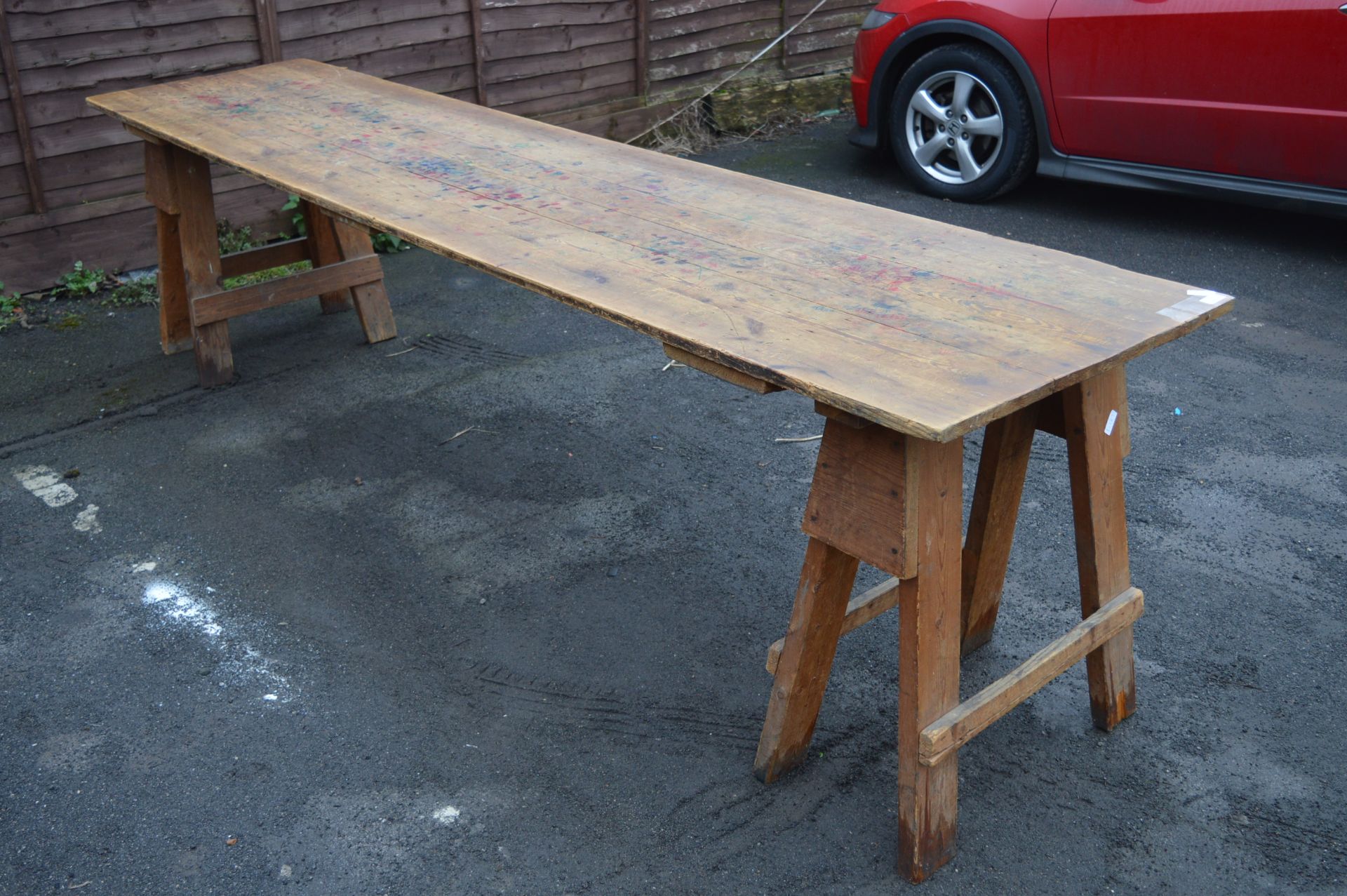 10ft Pine Trestle Table