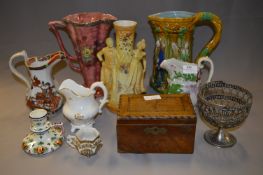 Collection of Assorted Pottery Jugs, Vase, Plated