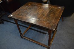 Georgian Oak Table on Turned Legs and Stretcher Ba