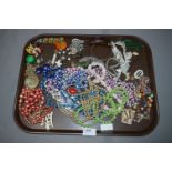 Tray Lot of Costume Jewellery; Beads, Brooches, Ea