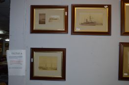 Three Framed Victorian Photographs of Various Ship