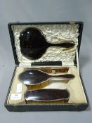 Silver and Faux Tortoise Shell Cased Vanity Set; B