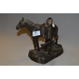 Bronze Effect Figurine "Prairie Cowboy and Horse"