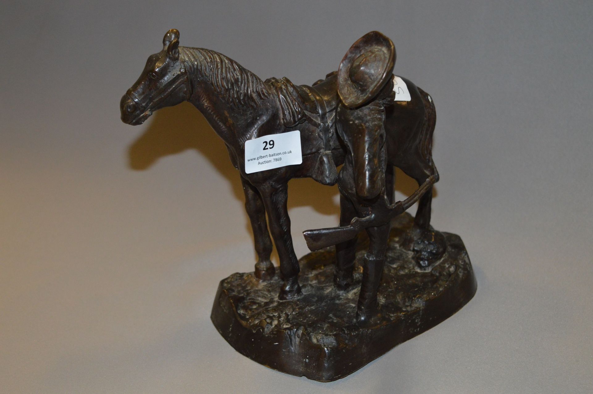 Bronze Effect Figurine "Prairie Cowboy and Horse"