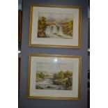 Pair of Gilt Framed Watercolours "Waterfalls" by C