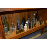 Collection of Thirty Five Glass Bottles; Blue, Gre