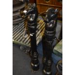 Pair of Cast Iron Chain Link Fence Posts