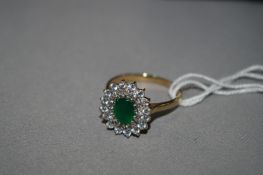 9cT Gold Dress Ring Set with White & Green Stones