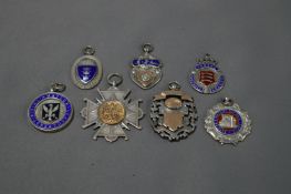 Seven Silver Gilt and Enameled Pocket Watch Chain
