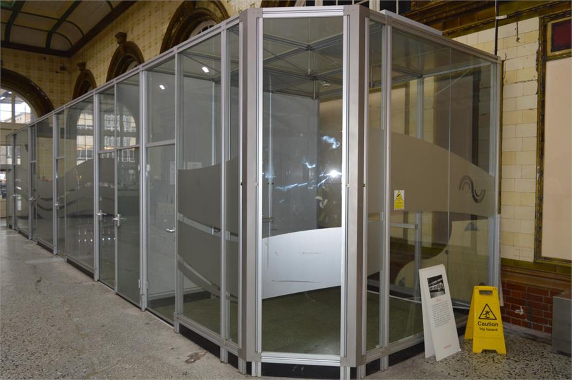 Sectional Aluminum and Glass Office/Retail Unit 3m x 16m x 3.1m High with 6 Access Doors, Divided - Image 2 of 3