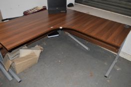 *L-Shaped Desk in Cherry and Silver Finish