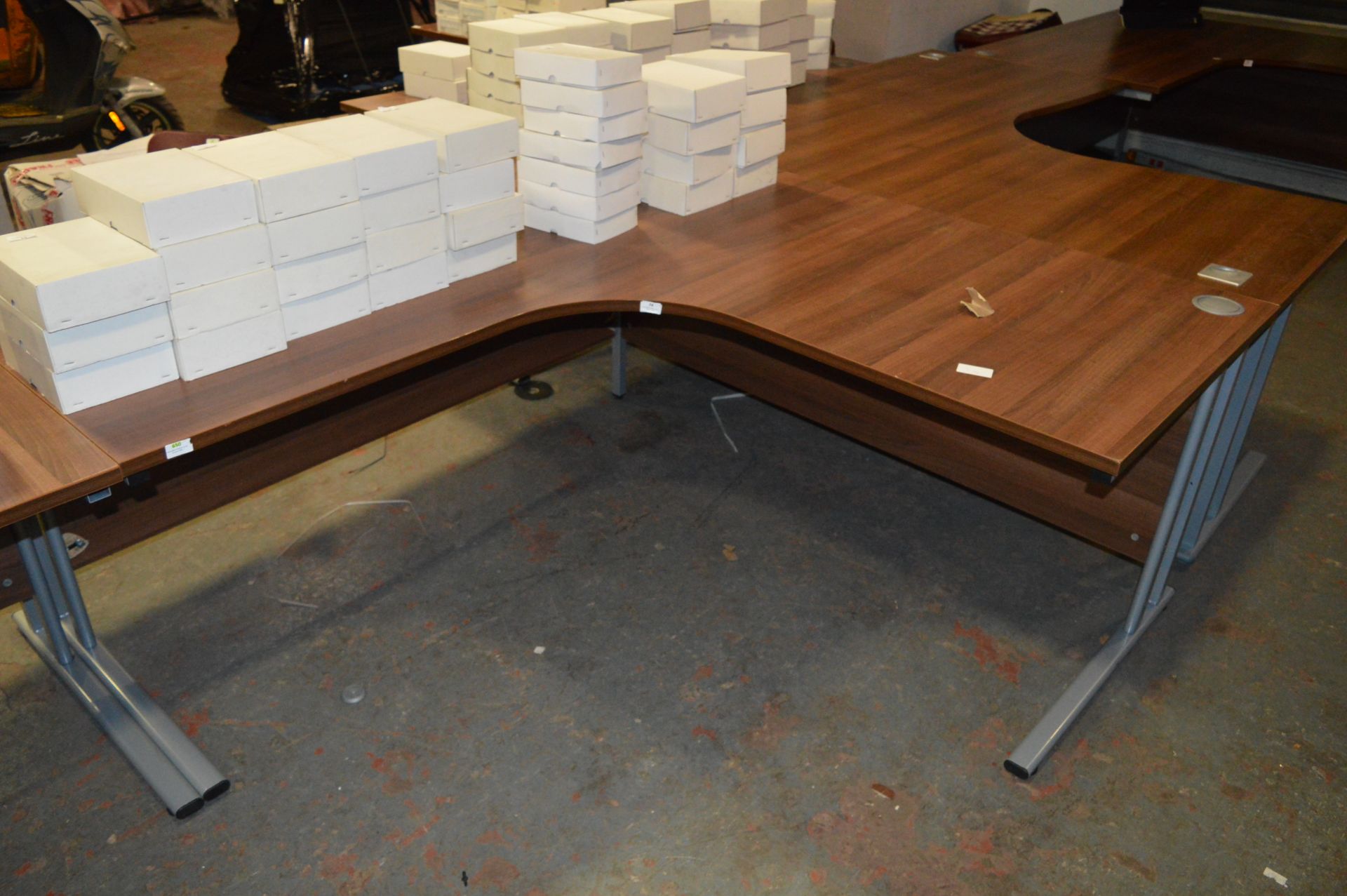 *L-Shaped Desk in Cherry and Silver Finish