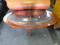 Teak & Glass Oval Coffee Table