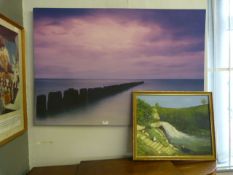 Large Canvas Print "Coastal Scene" and a Oil on Bo