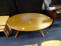 Oval Topped Teak Coffee Table