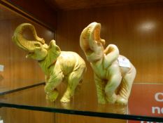 Two Pottery Elephant Ornaments