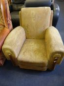 1940's Upholstered Walnut Armchair
