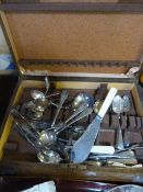 Oak Cutlery Box and Contents