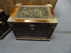 Brass Bound Indian Wood Lided Box with Embossed Me