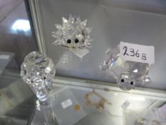 Swarovski Crystal Hedgehog and Two Others