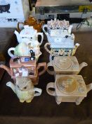 Collection of Ten Decorative Pottery Teapots