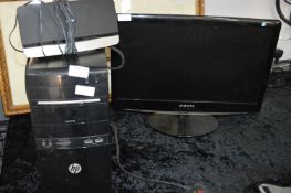 HP PC Tower Samsung and Monitor and BT Router