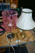 Brass Table Lamp and a Chrome Lamp with Pink Heart