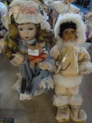 Franklin Heirloom Porcelain Doll and a Eskimo Doll