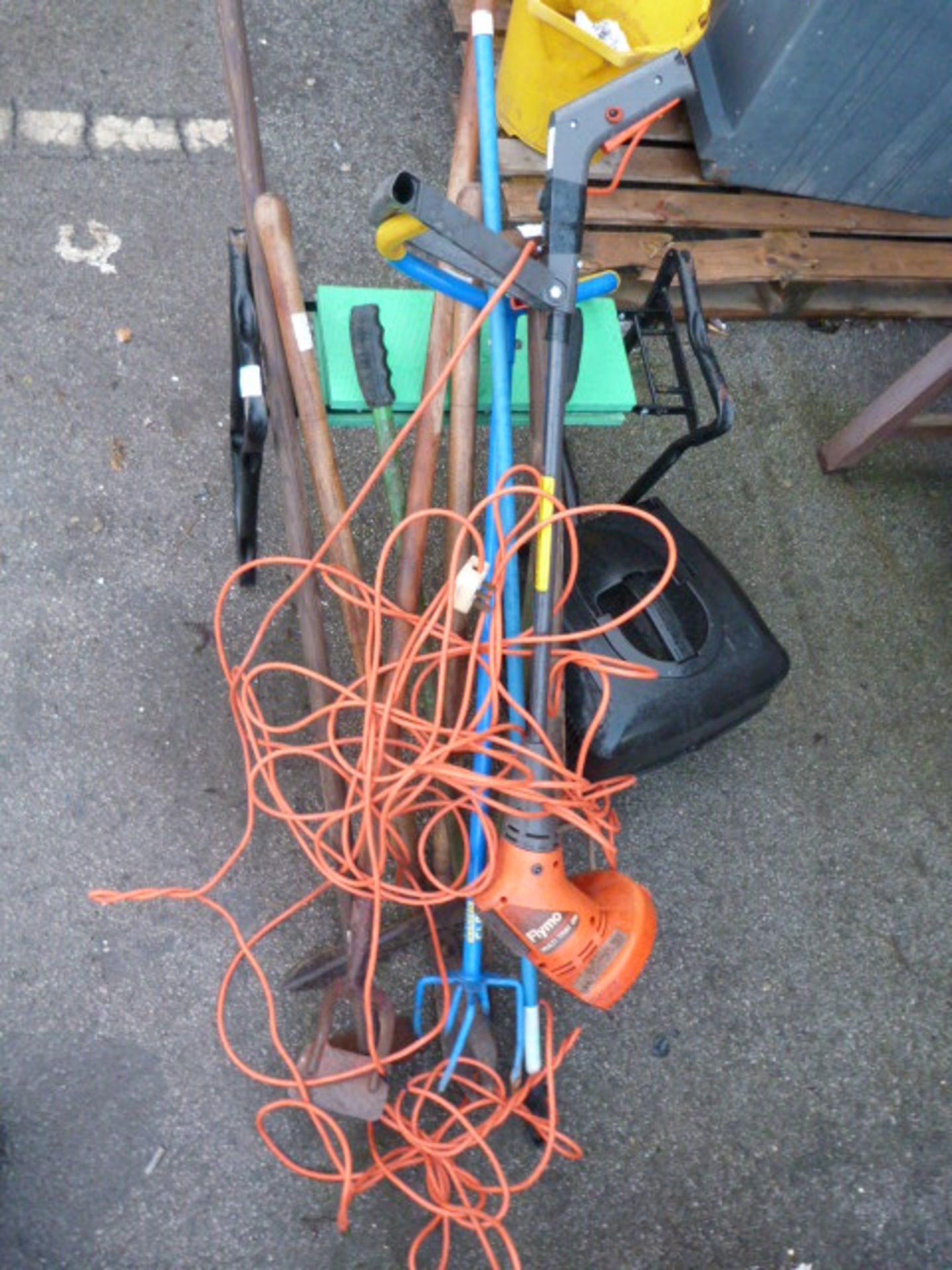 Gardening Tools, Kneeling Stool and a Flymo Hedge