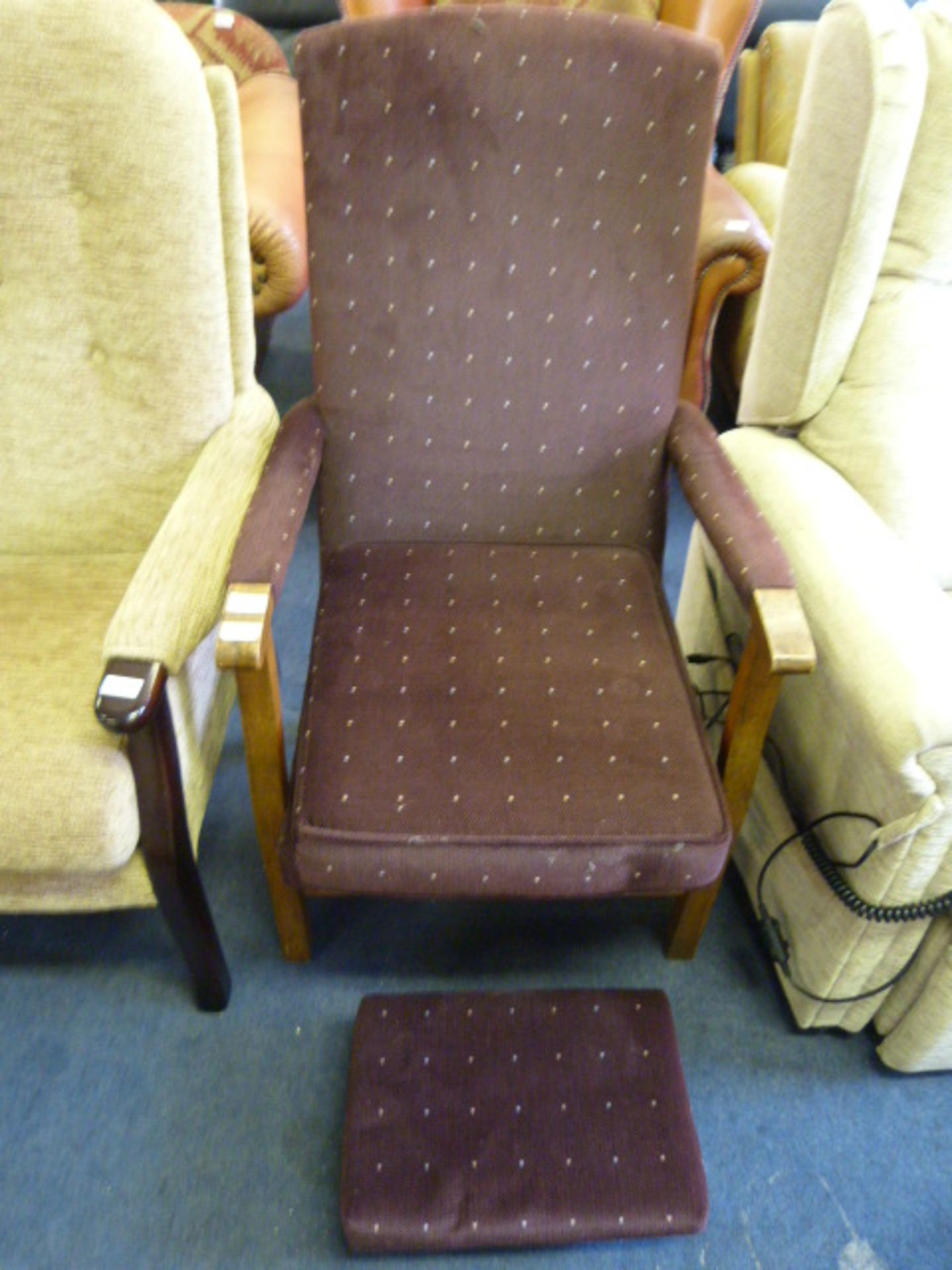 Upholstered Armchair with Stool