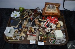 Tray Lot of Costume Jewllery; Beads, Brooches and