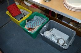 Three Boxes Containing Teasmaid, Books, Light Shad