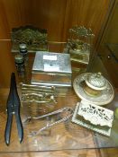 Brassware; Letter Racks, Ink Pot, etc.