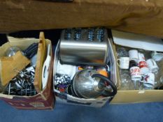 Three Boxes of Kitchenware; Toaster, Kettle, Mugs,
