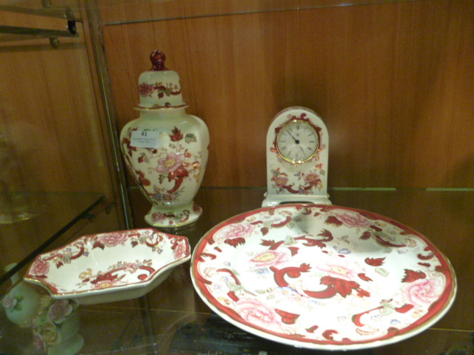 Masons Red Mandalay Clock, Plate, Dish and Vase